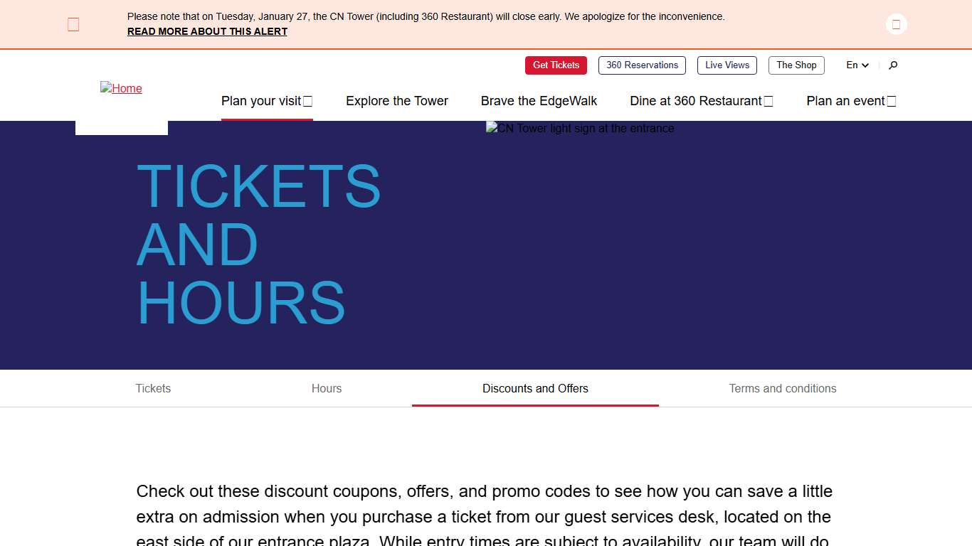 Discounts and Offers CN Tower